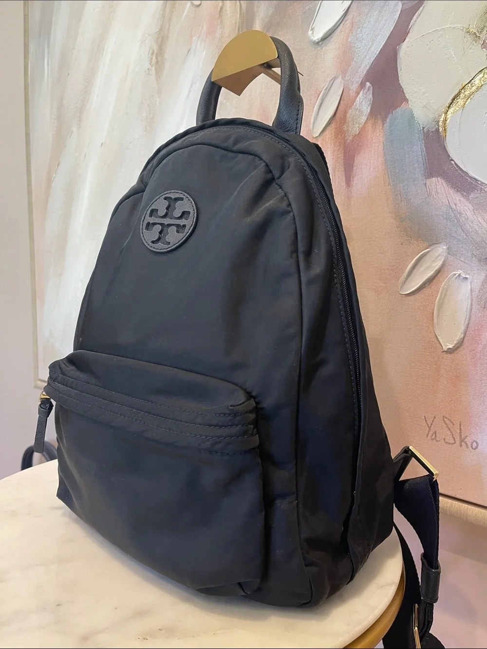 Tory Burch Black Nylon Logo Backpack